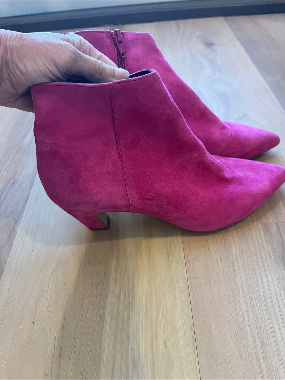ASOS Pink Suede Pointed-Toe Ankle Boots - Picture 2 of 6